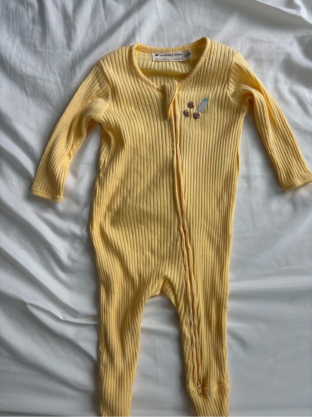 Soft Yellow Ribbed Baby Footie One-Piece by Monica & Andy 6-9mo